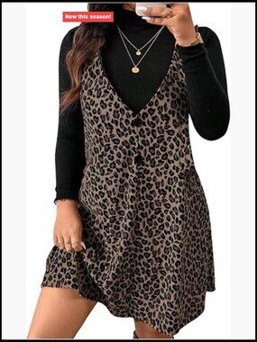 Women's Plus Size 2 Piece Dress Set Animal Print Fitted Short Dress with Long